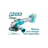TOTAL ΓΩΝΙΑΚΟΣ ΛΕΙΑΝΤΗΡΑΣ ΜΠΑΤΑΡΙΑΣ ΛΙΘΙΟΥ 20V / 115mm ΧΩΡΙΣ ΜΠΑΤΑΡΙΑ & ΦΟΡΤΙΣΤΗ SUPER SELECT (TAGLI201158)