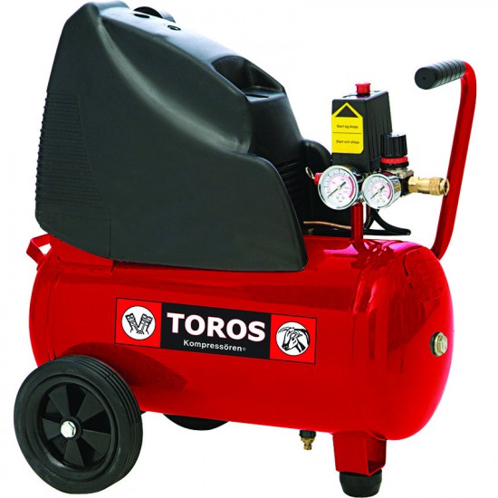 Αεροσυμπιεστής Μονομπλόκ Oilfree (χωρίς λάδι) 2HP / 24Lt. TOROS 40148