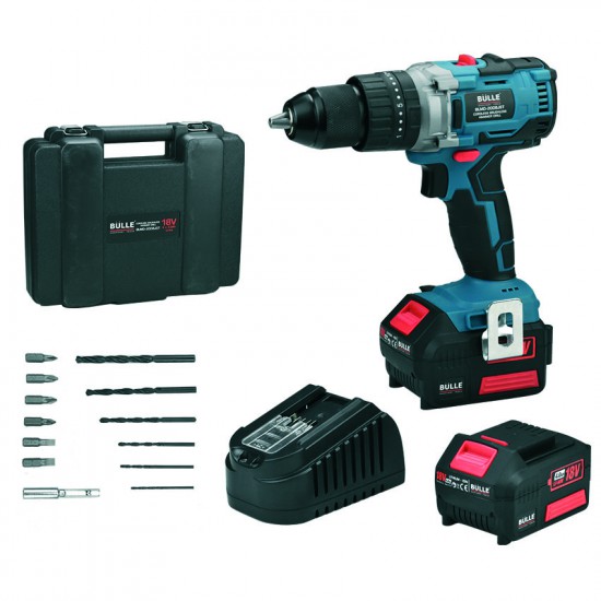 Δραπανοκατσάβιδο Κρουστικό BRUSHLESS Μπαταρίας Λιθίου 2 ταχυτήτων 18V - 2x1.5Ah BULLE 63435