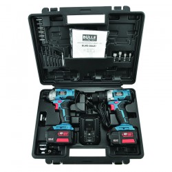 Δραπανοκατσάβιδο Λιθίου Σετ Κρουστικό BRUSHLESS + Παλμικό Κατσαβίδι Λιθίου 18V - 2x4Ah BULLE 63436